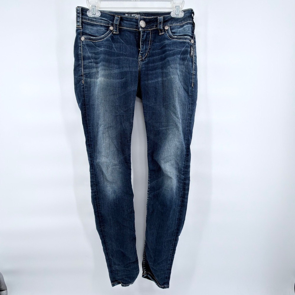 Silver Jeans Co Suki Mid Super Skinny Jeans W26 L31 Dark Stretch Denim 26x31